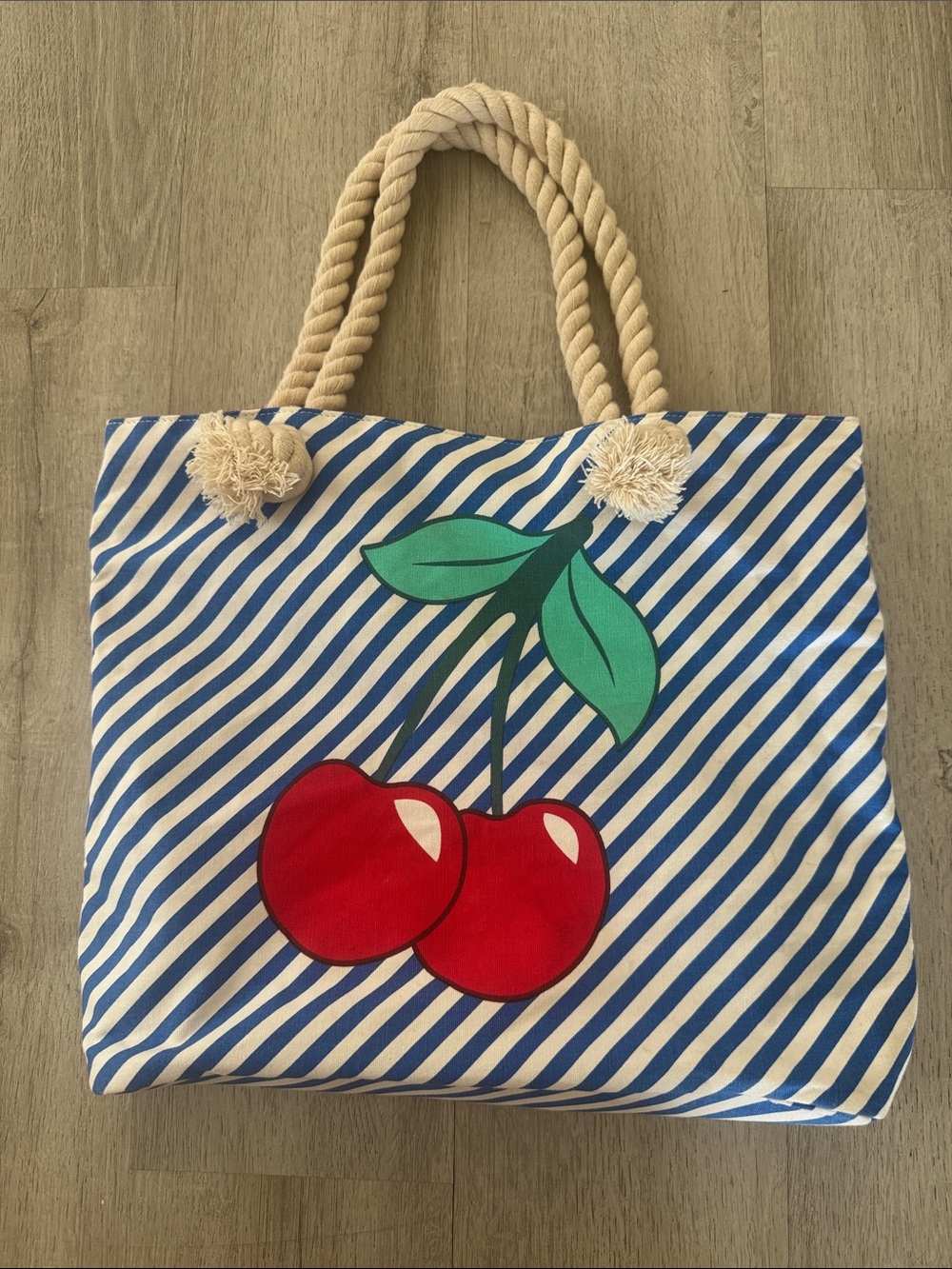 Target Cat Jack Cherry tote bag purse carryall beach bag blue stripes